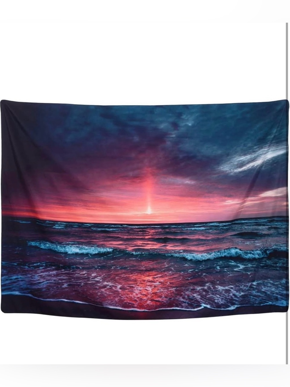 Sunset Ocean Tapestry Wall Art - Pink & Blue